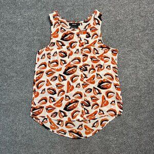 Nasty Gal Womens Tank Top Multicolor All Over Print Sleeveless Pockets Lips S